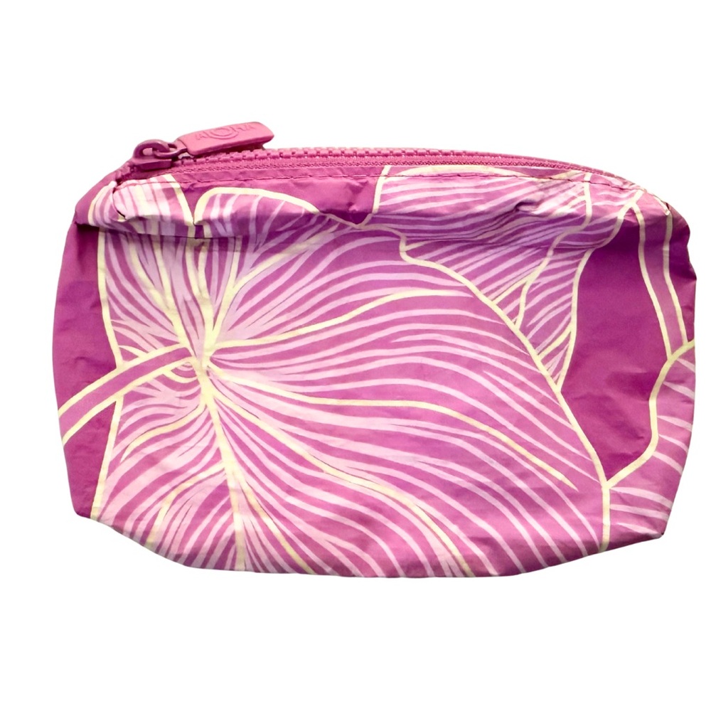 Aloha Collection Pink Leaf Print Cosmetic mini Bag FLAWLESS!